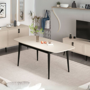 Tavolo allungabile Prime top cashmere gambe metallo nero moderno