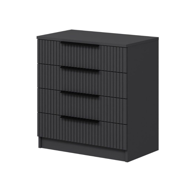 Cassettiera Kale 4 cassetti filo effetto cannettato antracite
