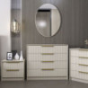 Cassettiera Kale 4 cassetti effetto cannettato cashmere con specchio