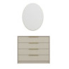 Cassettiera Kale 4 cassetti effetto cannettato cashmere con specchio