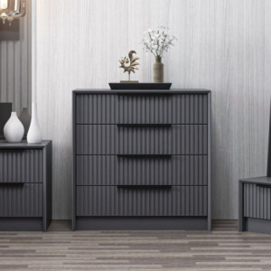 Cassettiera Kale 4 cassetti incassati effetto cannettato antracite