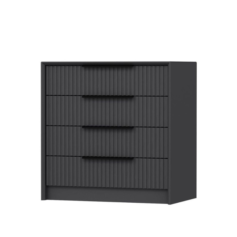 Cassettiera Kale 4 cassetti incassati effetto cannettato antracite