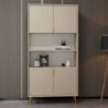 Credenza alta Kale 4 ante cannettato 2 nicchie cashmere moderna