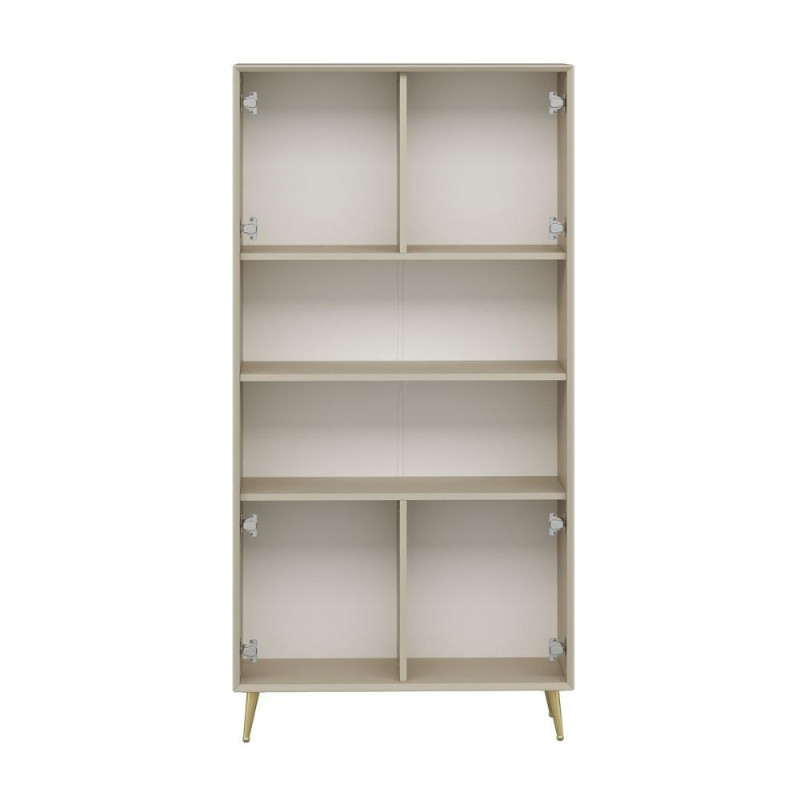Credenza alta Kale 4 ante cannettato 2 nicchie cashmere moderna