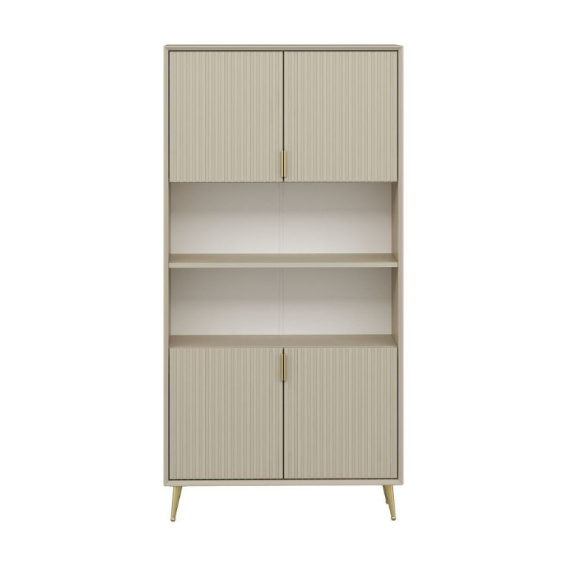 Credenza alta Kale 4 ante cannettato 2 nicchie cashmere moderna