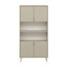 Credenza alta Kale 4 ante cannettato 2 nicchie cashmere moderna