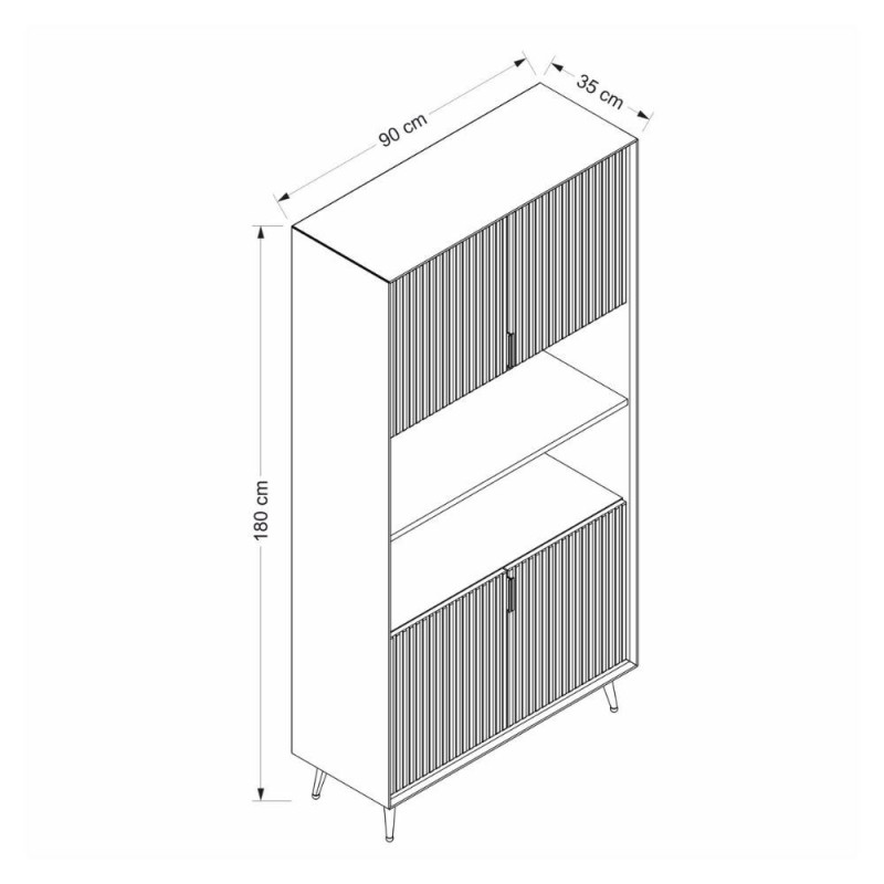 Credenza alta Kale 4 ante cannettato 2 nicchie cashmere moderna