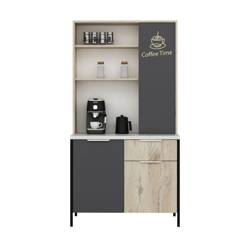 Mobile multiuso Andy 3 ante 1 cassetto rovere chiaro antracite