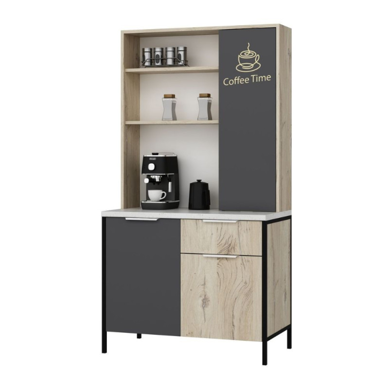 Mobile multiuso Andy 3 ante 1 cassetto rovere chiaro antracite