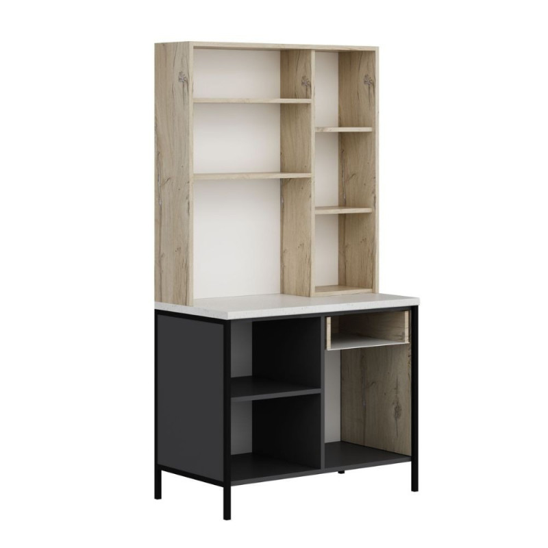 Mobile multiuso Andy 3 ante 1 cassetto rovere chiaro antracite