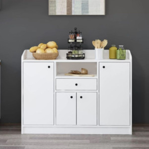 Mobile multiuso Arina 4 ante 1 cassetto nicchia bianco moderno