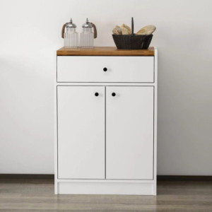 Mobile multiuso Viola 2 ante 1 cassetto bianco top rovere scuro