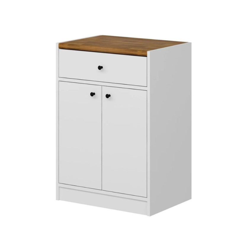 Mobile multiuso Viola 2 ante 1 cassetto bianco top rovere scuro