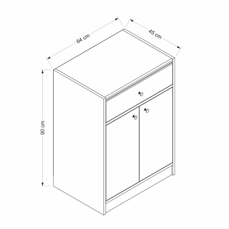 Mobile multiuso Viola 2 ante 1 cassetto bianco top rovere scuro