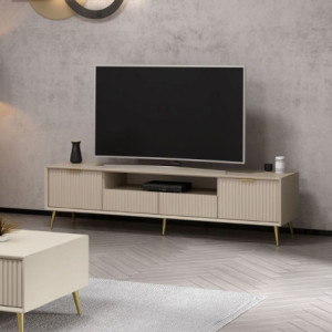 Porta TV Kale 4 ante effetto cannettato cashmere oro moderno