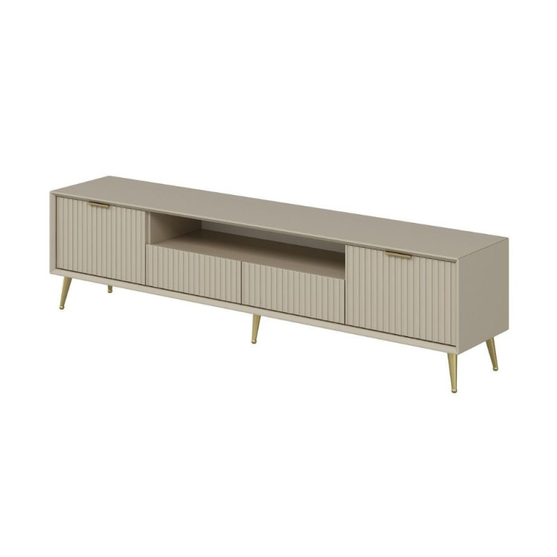 Porta TV Kale 4 ante effetto cannettato cashmere oro moderno