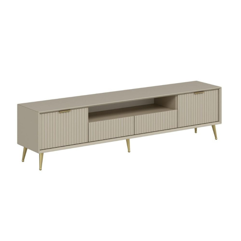 Porta TV Kale 4 ante effetto cannettato cashmere oro moderno