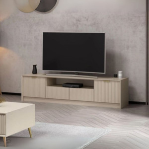 Porta TV Kale 4 ante effetto cannettato nicchia oro moderno