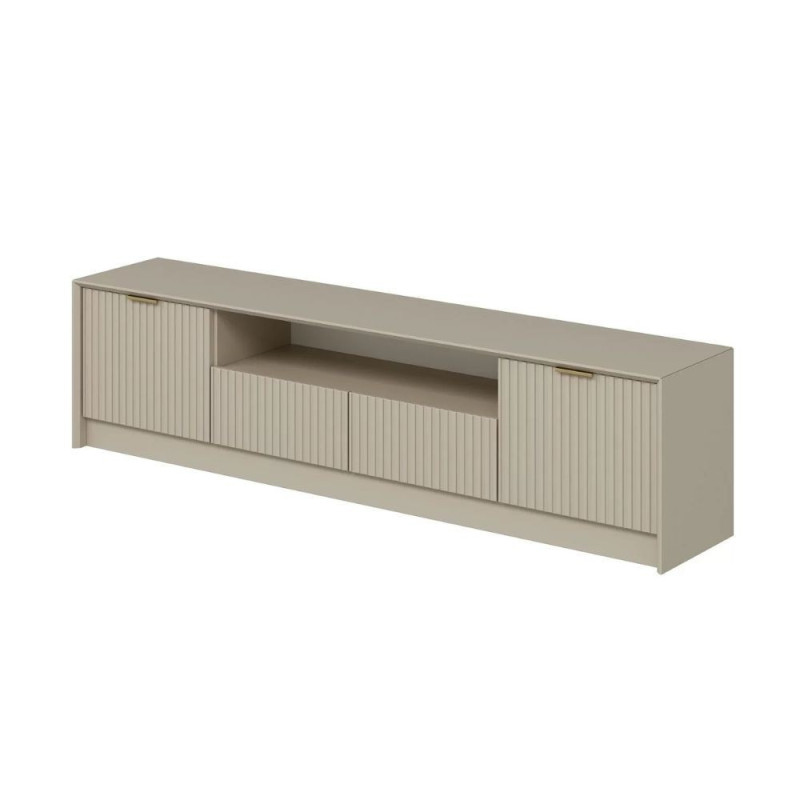 Porta TV Kale 4 ante effetto cannettato nicchia oro moderno