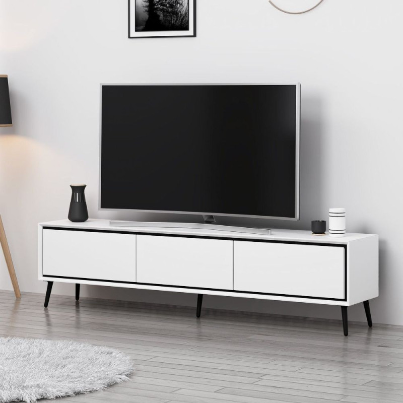 Porta TV Mandy 3 ante bianco piedini neri moderno e pratico