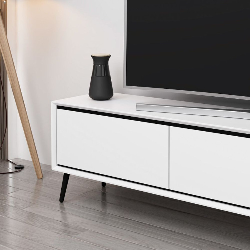 Porta TV Mandy 3 ante bianco piedini neri moderno e pratico