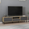 Porta TV Lida 3 ante antracite nicchia struttura rovere moderno