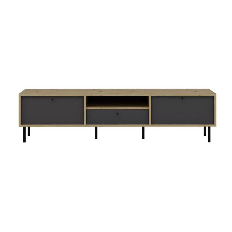 Porta TV Lida 3 ante antracite nicchia struttura rovere moderno