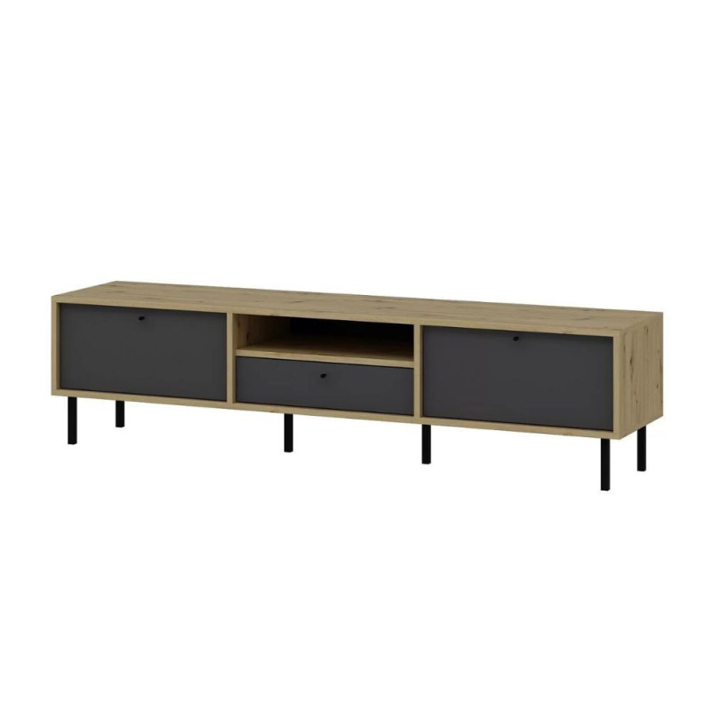 Porta TV Lida 3 ante antracite nicchia struttura rovere moderno