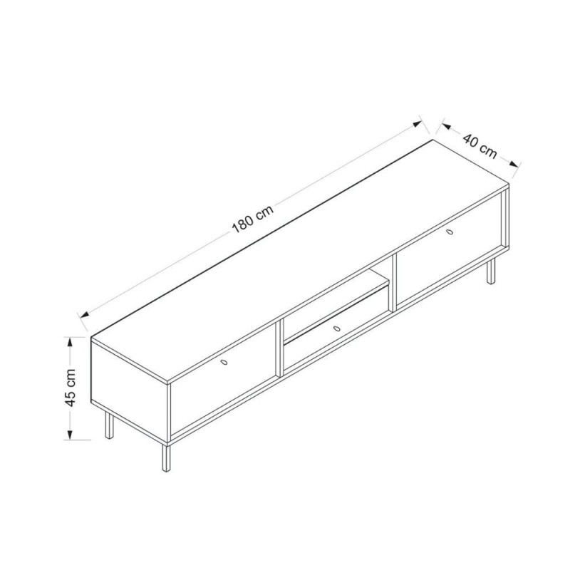 Porta TV Lida 3 ante antracite nicchia struttura rovere moderno