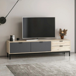 Zoom Porta tv Esta con 2 ante antracite e 2 cassetti rovere sonoma