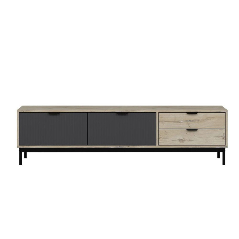Porta TV Esta 2 ante antracite 2 cassetti rovere Sonoma moderno