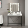 Toeletta da trucco Sane 2 cassetti bianco piedi neri specchio LED