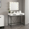Toeletta da trucco Sane 2 cassetti bianco piedi neri specchio LED