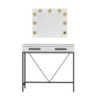 Toeletta da trucco Sane 2 cassetti bianco piedi neri specchio LED