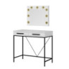 Toeletta da trucco Sane 2 cassetti bianco piedi neri specchio LED