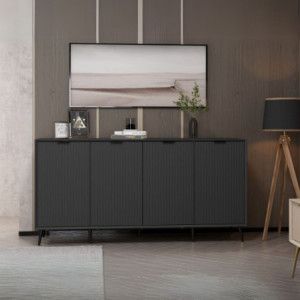 Madia Kale 4 ante filo effetto cannettato nero moderna