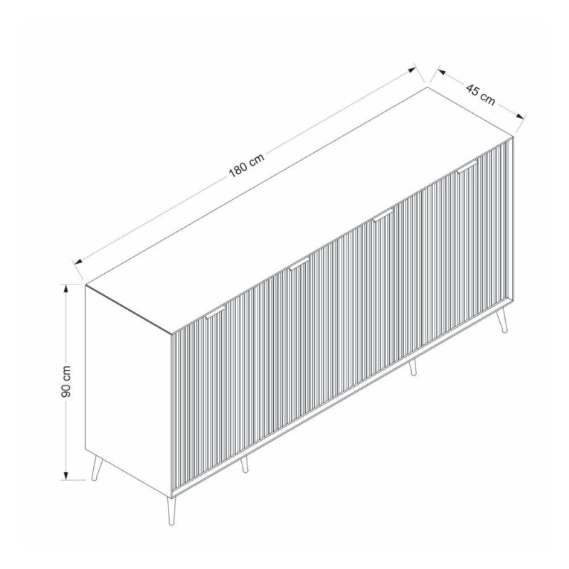 Madia Kale 4 ante filo effetto cannettato nero moderna