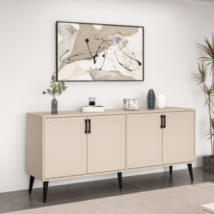 Zoom Madia Prime con 4 ante colore cashmere con maniglie e piedini neri