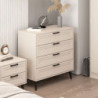 Cassettiera Prime 4 cassetti cashmere maniglie piedini neri moderna
