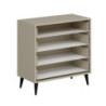 Cassettiera Prime 4 cassetti cashmere maniglie piedini neri moderna