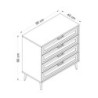 Cassettiera Prime 4 cassetti cashmere maniglie piedini neri moderna