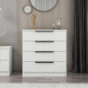 Cassettiera Kale 4 cassetti effetto cannettato bianco maniglie nere