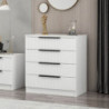 Cassettiera Kale 4 cassetti effetto cannettato bianco maniglie nere