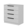 Cassettiera Kale 4 cassetti effetto cannettato bianco maniglie nere