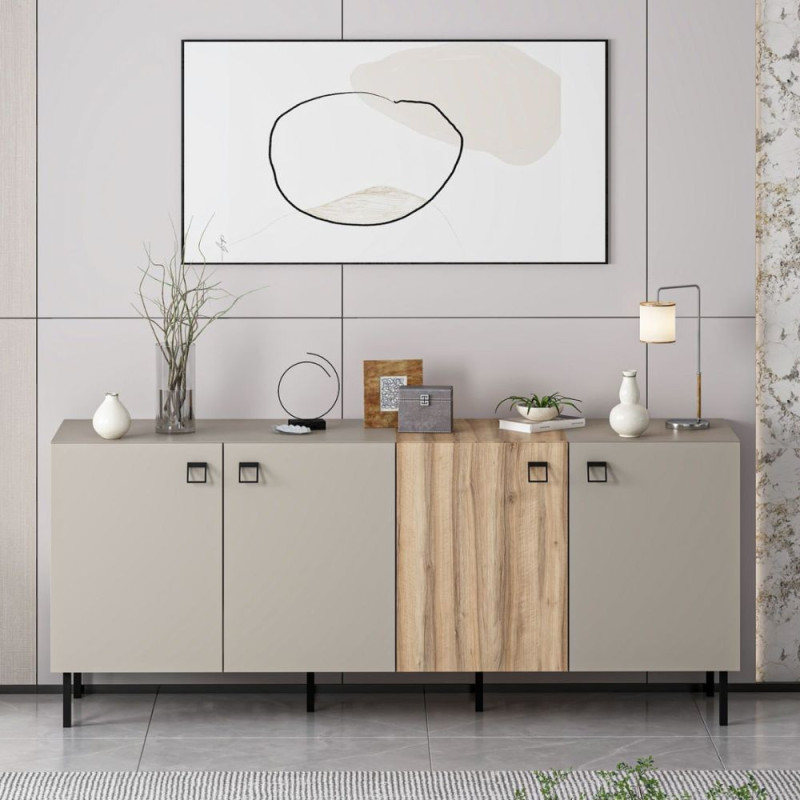 Madia Mila 3 ante cashmere 1 anta rovere maniglie piedini neri