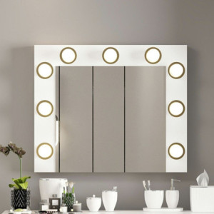 Specchio trucco Armin bianco con luci LED moderno e pratico