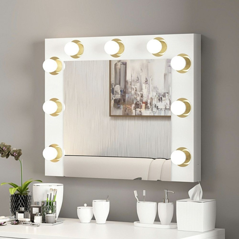 Specchio trucco Armin bianco con luci LED moderno e pratico
