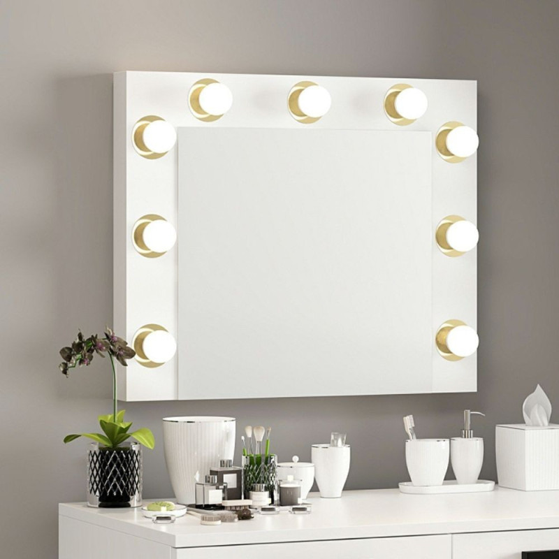 Specchio trucco Armin bianco con luci LED moderno e pratico