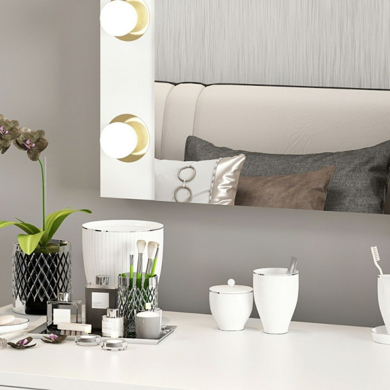 Specchio trucco Armin bianco con luci LED moderno e pratico