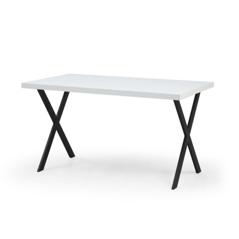 Tavolo fisso Brayn piano bianco piedi ferro nero moderno